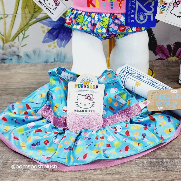 Build A Bear Hello Kitty Sanrio Summertime Plush Swimsuit Dress Bundle - Picture 4 of 14